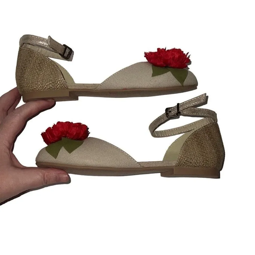 Joyfolie Hailey Flat in Red Mary Jane Youth Shoe Sz 3 Girl Y3 Red Flower Holiday